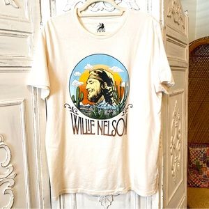 Willie Nelson Tee! Cream Zion Rootswear T-Shirt Desert Scene Size L